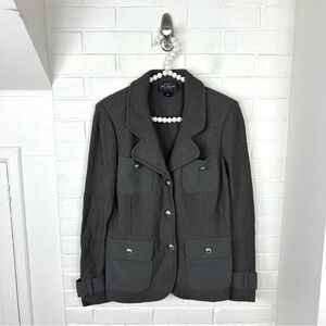 Exclusive St. John Chocolate Brown Utility Knit Jacket Size 8